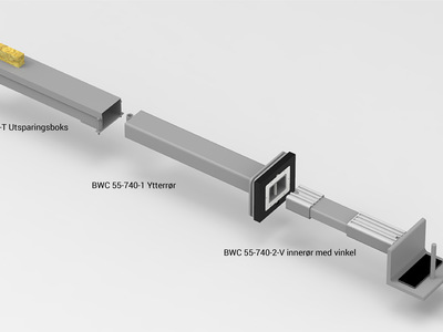 BWC 55 740 med vinkel ytterrør med utspaingsboks 4 m tekst