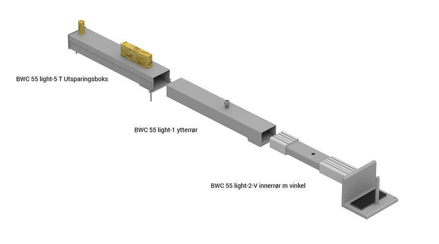 BWC 55 light med vinkel komplett 2 m tekst